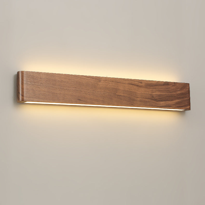 Modern Minimalist Rectangle Wood Aluminum LED Wall Sconce