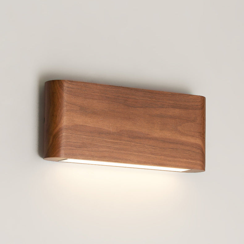Modern Minimalist Rectangle Wood Aluminum LED Wall Sconce