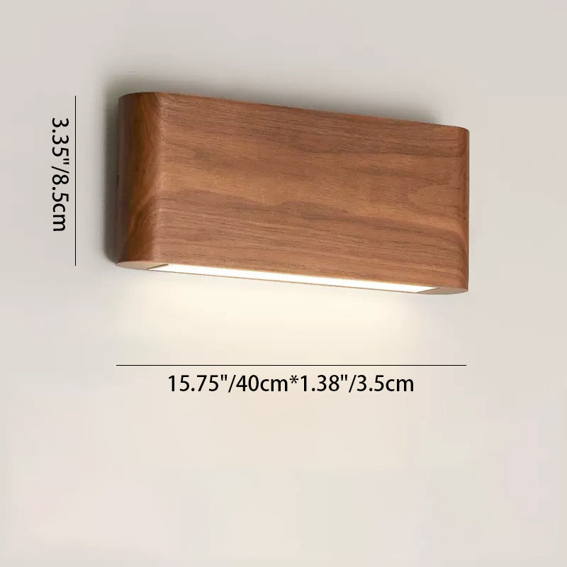 Modern Minimalist Rectangle Wood Aluminum LED Wall Sconce