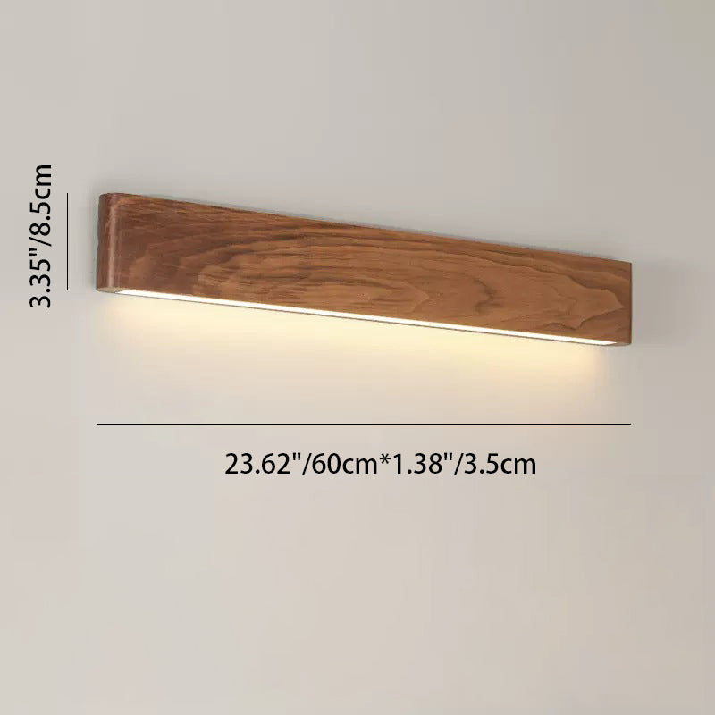 Modern Minimalist Rectangle Wood Aluminum LED Wall Sconce