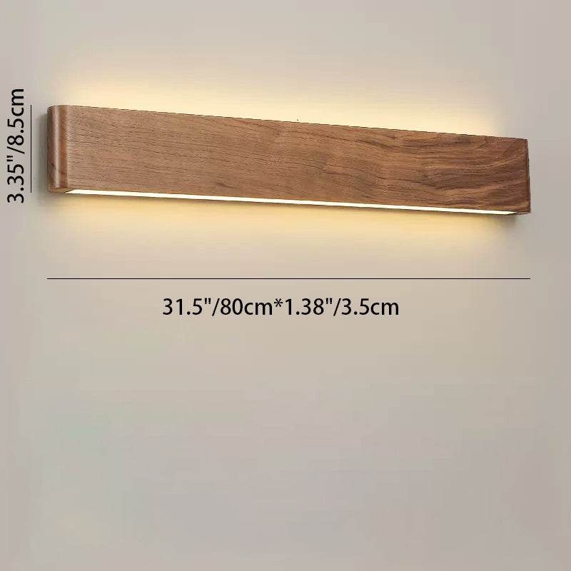 Modern Minimalist Rectangle Wood Aluminum LED Wall Sconce