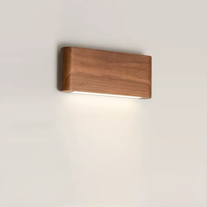 Modern Minimalist Rectangle Wood Aluminum LED Wall Sconce