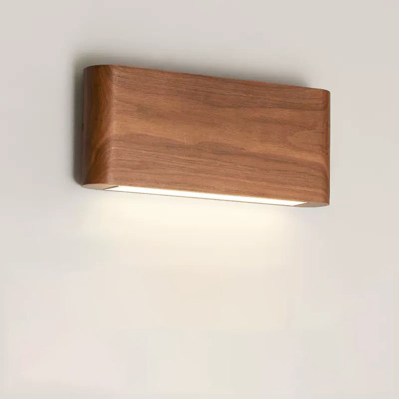 Modern Minimalist Rectangle Wood Aluminum LED Wall Sconce