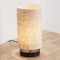 Traditional Japanese Cylinder Iron Fabric 1-Light Table Lamp