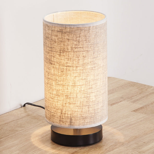 Traditional Japanese Cylinder Iron Fabric 1-Light Table Lamp