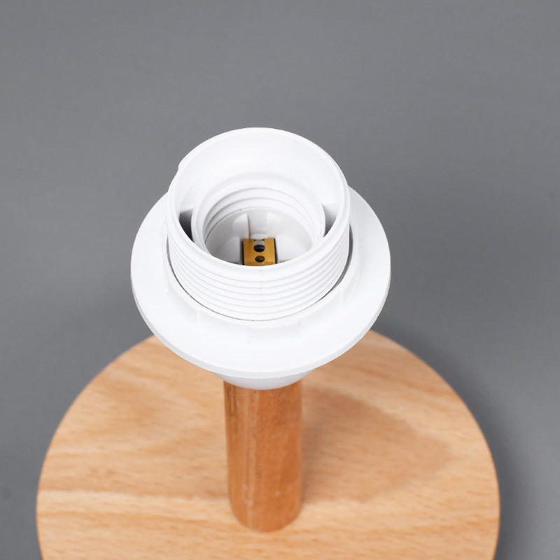 Traditional Japanese Cylinder Wood & Fabric Table Lamp