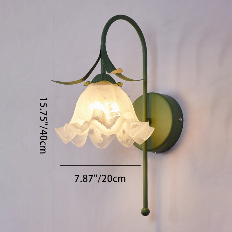 Contemporary Retro Flower Iron Glass 1-Light Wall Sconce