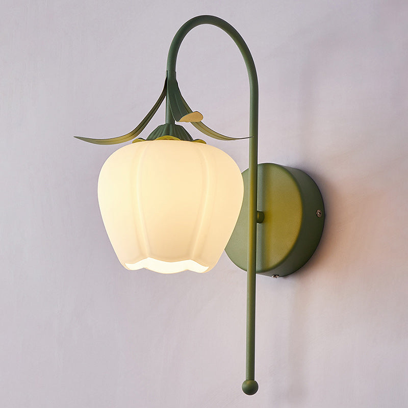 Contemporary Retro Flower Iron Glass 1-Light Wall Sconce