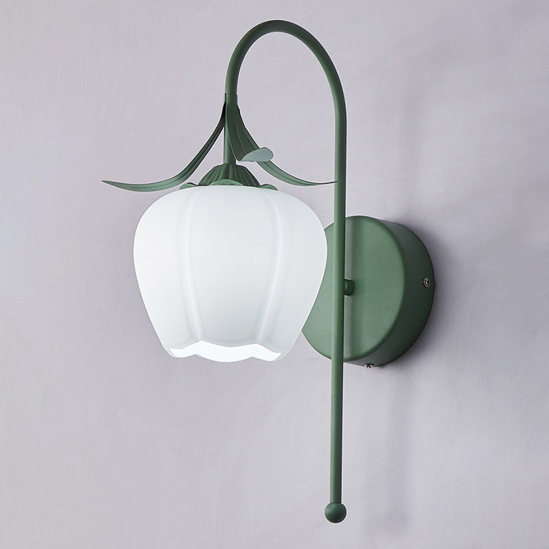 Contemporary Retro Flower Iron Glass 1-Light Wall Sconce