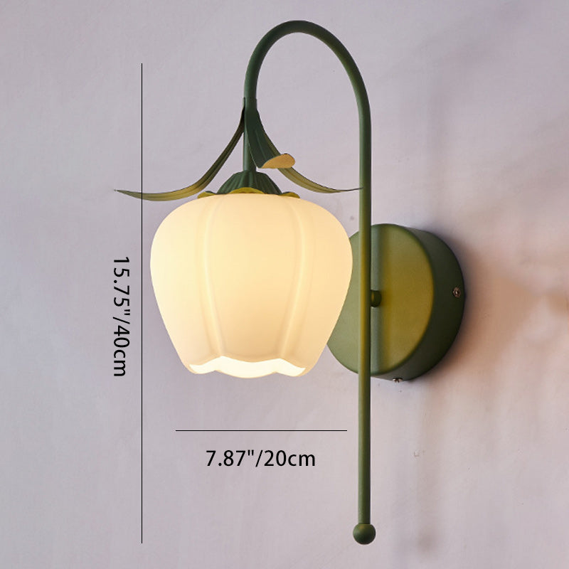 Contemporary Retro Flower Iron Glass 1-Light Wall Sconce