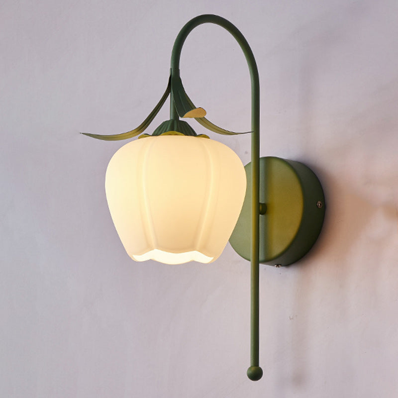 Contemporary Retro Flower Iron Glass 1-Light Wall Sconce