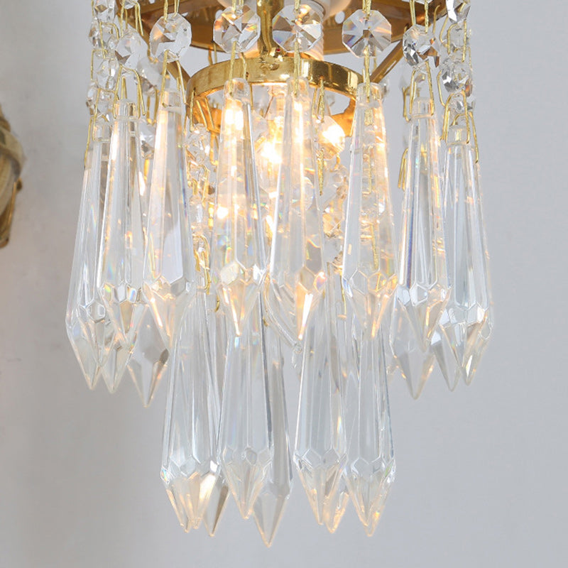 Traditional French Teardrop Copper Crystal Wall Sconce