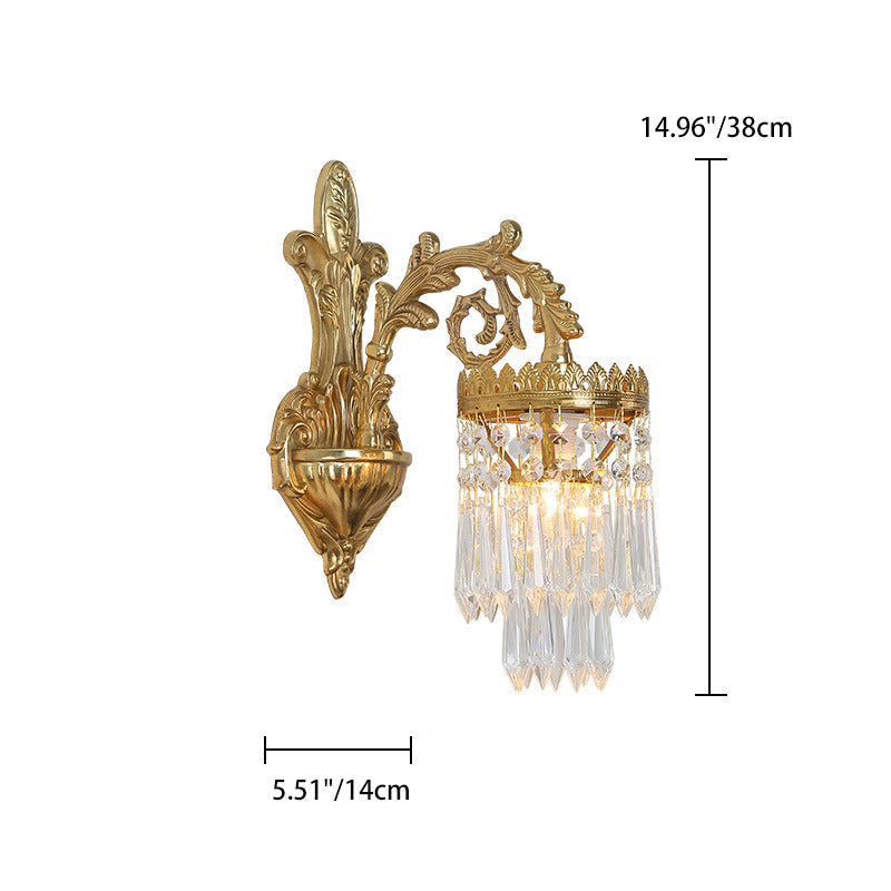 Traditional French Teardrop Copper Crystal Wall Sconce
