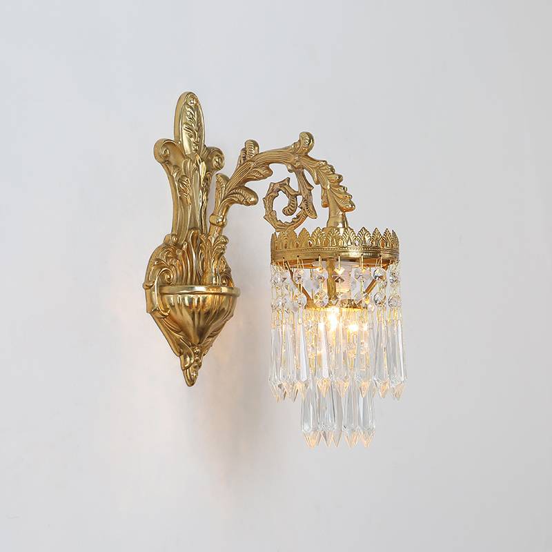 Traditional French Teardrop Copper Crystal Wall Sconce