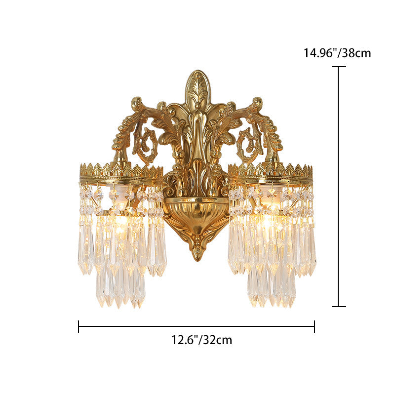 Traditional French Teardrop Copper Crystal Wall Sconce