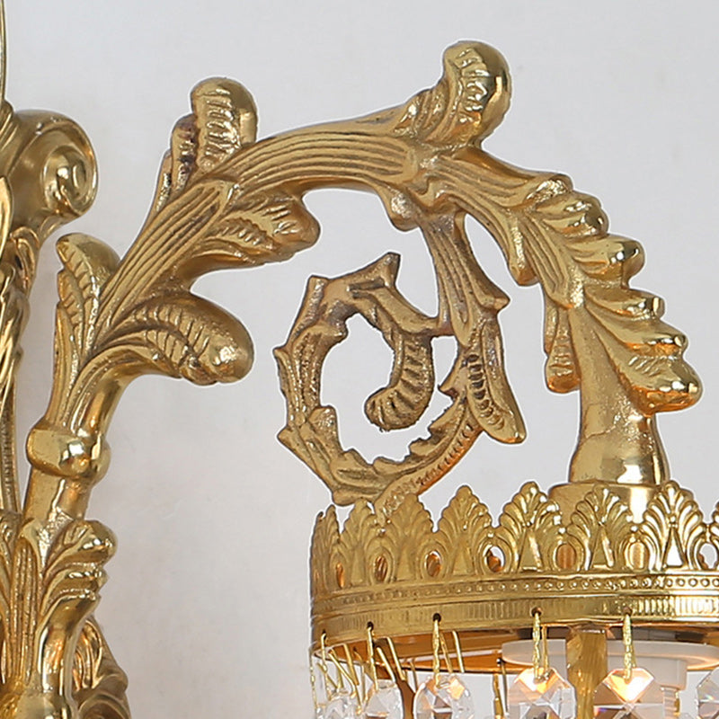 Traditional French Teardrop Copper Crystal Wall Sconce