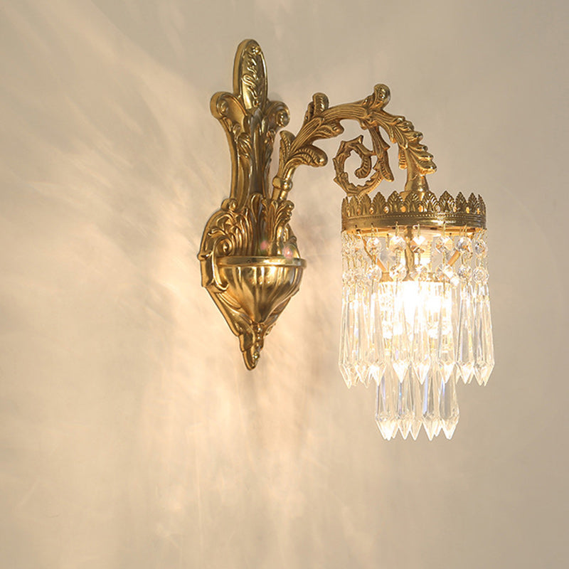 Traditional French Teardrop Copper Crystal Wall Sconce