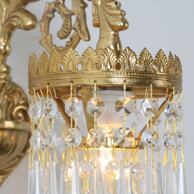 Traditional French Teardrop Copper Crystal Wall Sconce