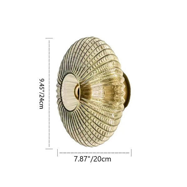 Contemporary Nordic Iron Striped Glass Round Wall Sconce