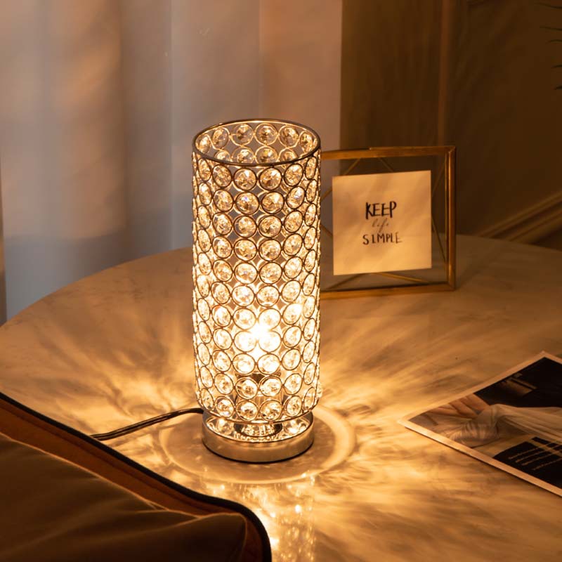 Modern Simplicity Cylinder Iron Crystal 1-Light Table Lamp