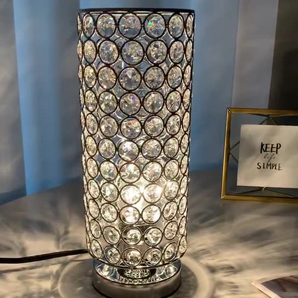 Modern Simplicity Cylinder Iron Crystal 1-Light Table Lamp