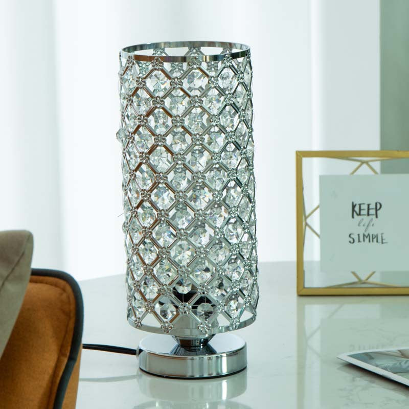 Modern Simplicity Cylinder Iron Crystal 1-Light Table Lamp