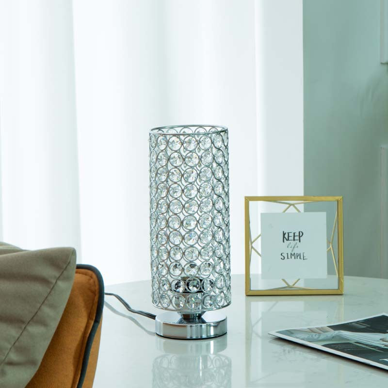 Modern Simplicity Cylinder Iron Crystal 1-Light Table Lamp