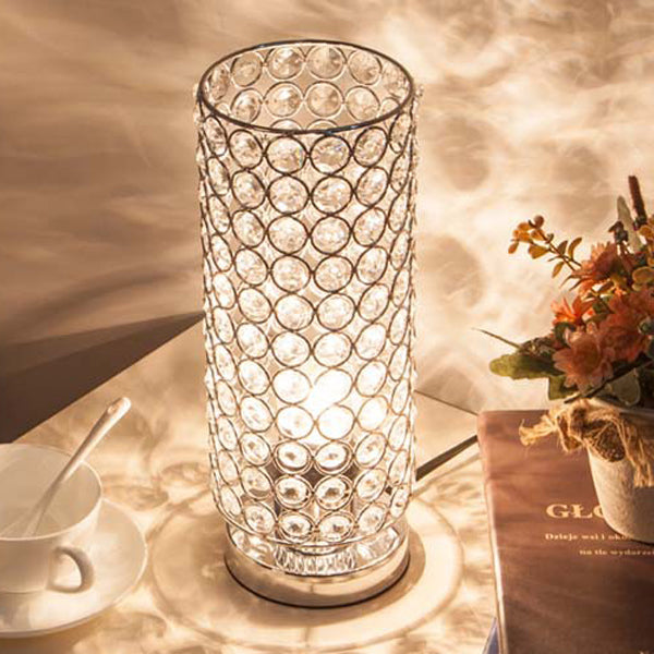 Modern Simplicity Cylinder Iron Crystal 1-Light Table Lamp