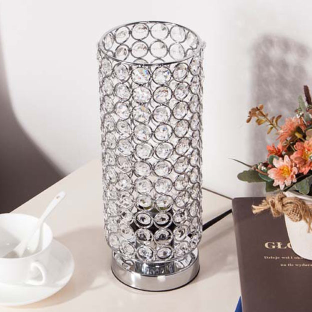 Modern Simplicity Cylinder Iron Crystal 1-Light Table Lamp