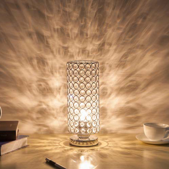 Modern Simplicity Cylinder Iron Crystal 1-Light Table Lamp