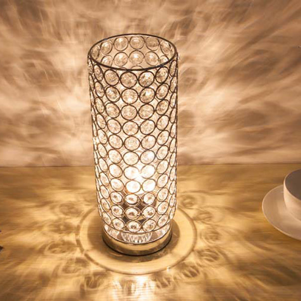 Modern Simplicity Cylinder Iron Crystal 1-Light Table Lamp
