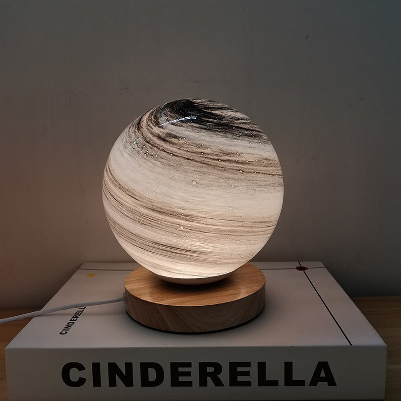 Creative Globe Wood Glass LED Table Lamp