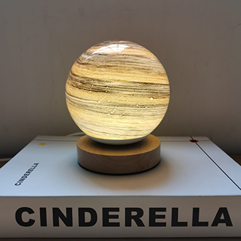 Creative Globe Wood Glass LED Table Lamp