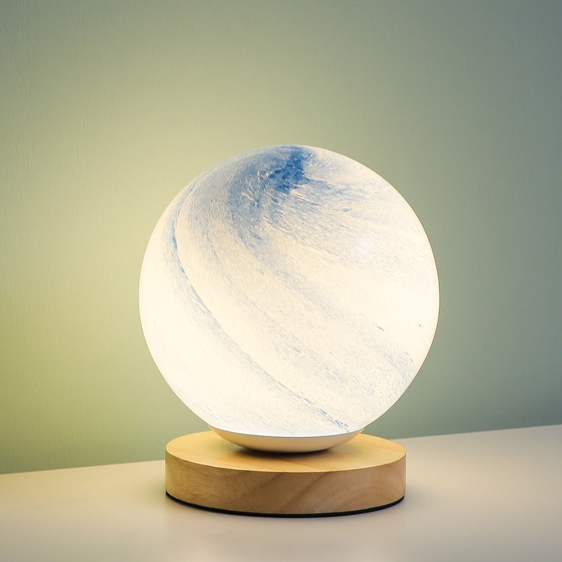Creative Globe Wood Glass LED Table Lamp
