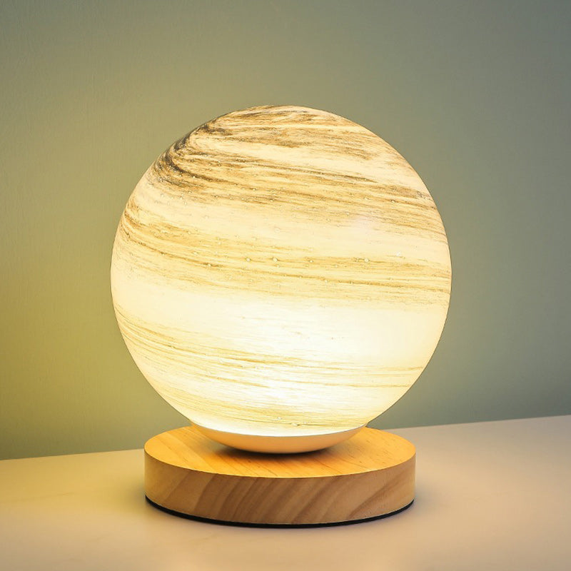 Creative Globe Wood Glass LED Table Lamp