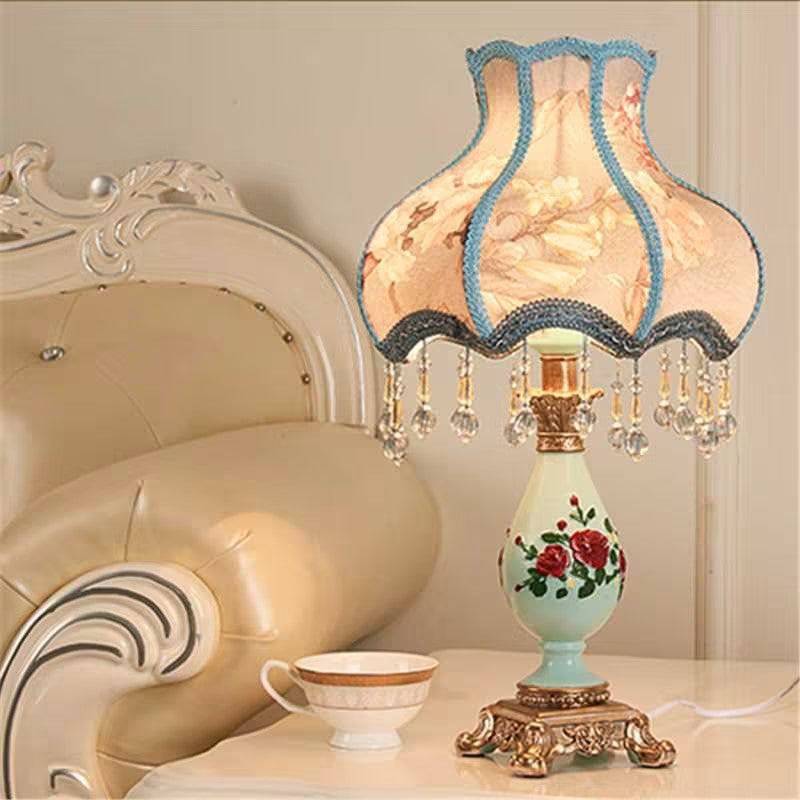 Traditional European Vase Base Resin Fabric Table Lamp