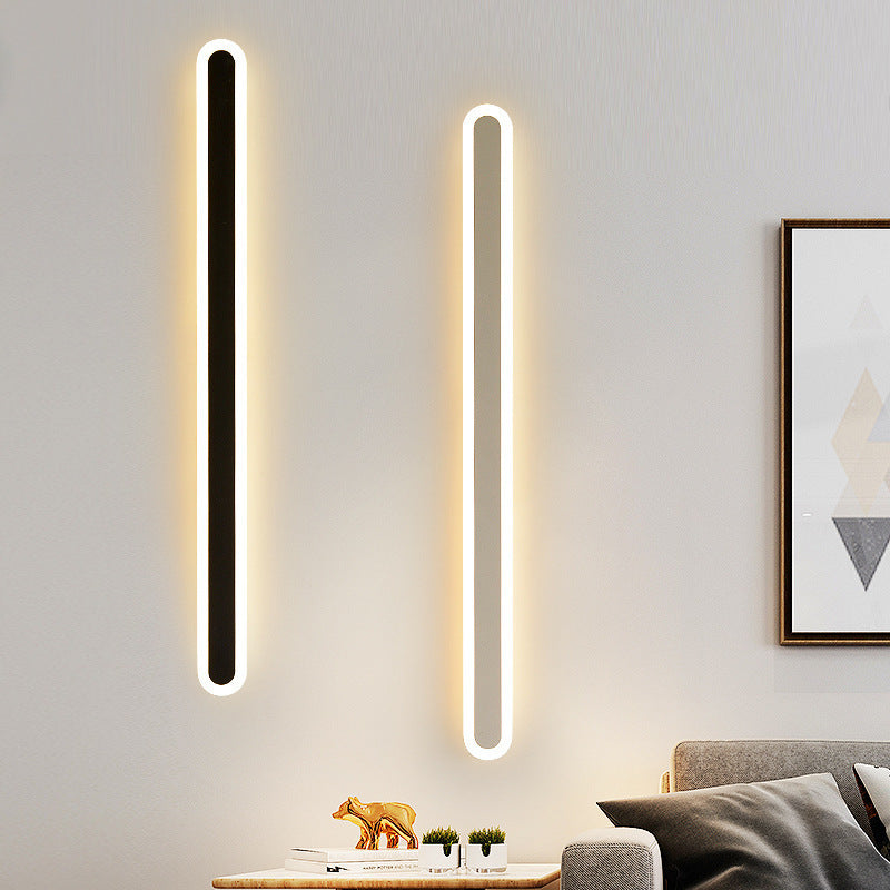 Modern Minimalist Rectangle Long Line Iron LED Wall Sconce
