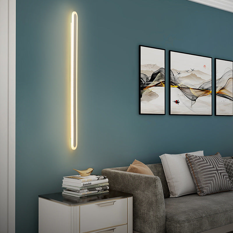 Modern Minimalist Rectangle Long Line Iron LED Wall Sconce