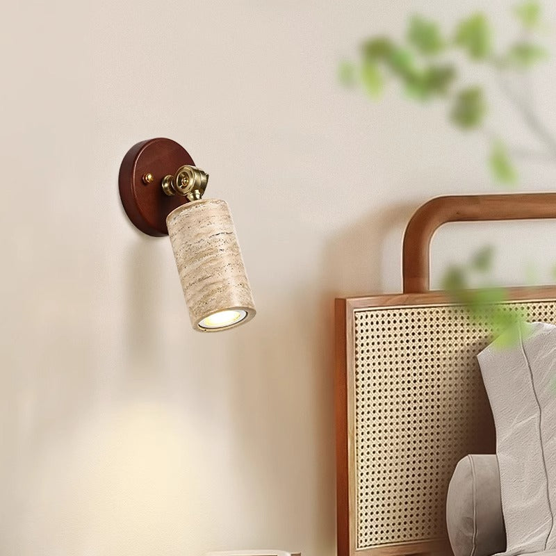 Traditional Japanese Adjustable Head Cylinder Wall Sconce