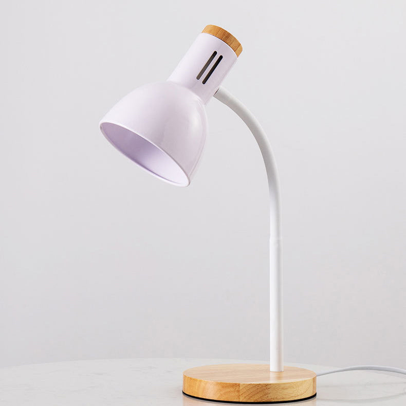 Modern Minimalist Iron Wooden Base Hose Foldable Table Lamp