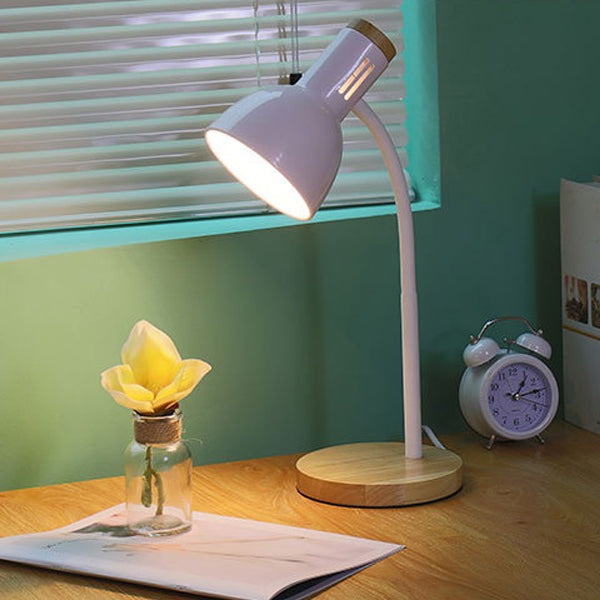 Modern Minimalist Iron Wooden Base Hose Foldable Table Lamp