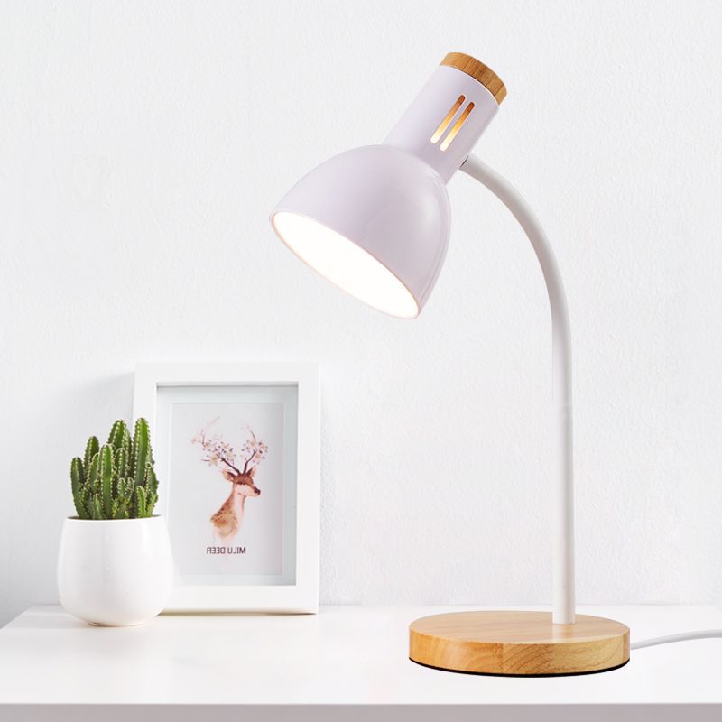 Modern Minimalist Iron Wooden Base Hose Foldable Table Lamp