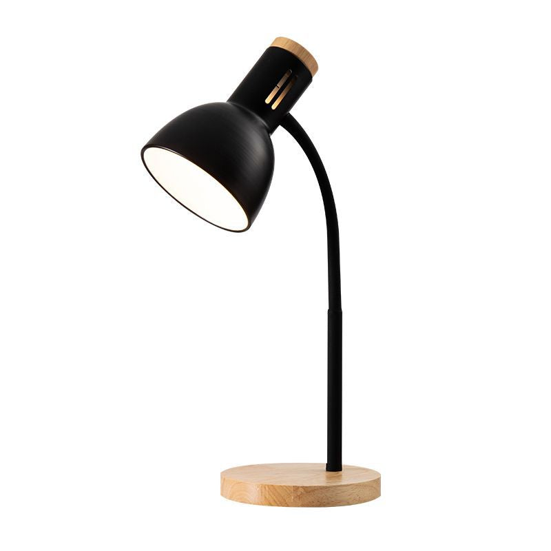 Modern Minimalist Iron Wooden Base Hose Foldable Table Lamp