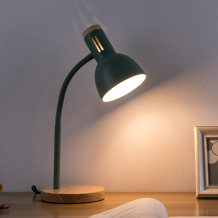 Modern Minimalist Iron Wooden Base Hose Foldable Table Lamp