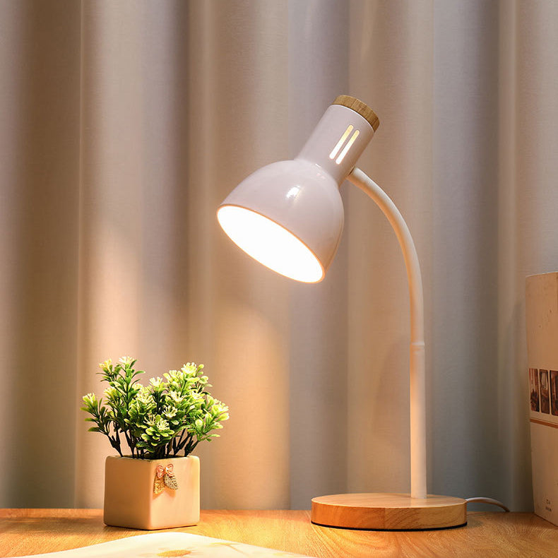 Modern Minimalist Iron Wooden Base Hose Foldable Table Lamp
