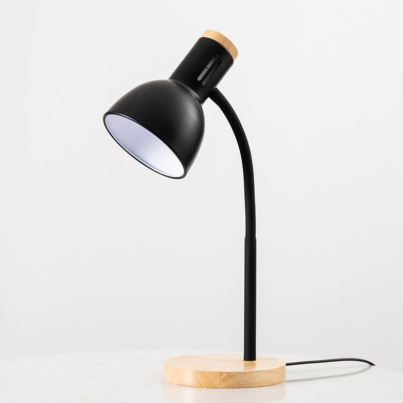 Modern Minimalist Iron Wooden Base Hose Foldable Table Lamp