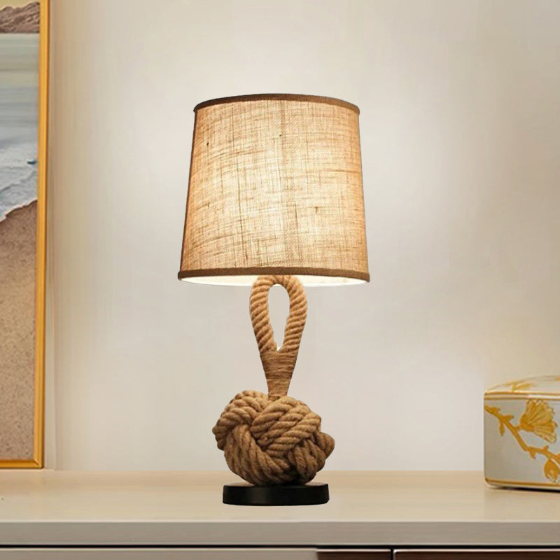 Creative Nautical Twisted Rope Knot Drum Shape Table Lamp
