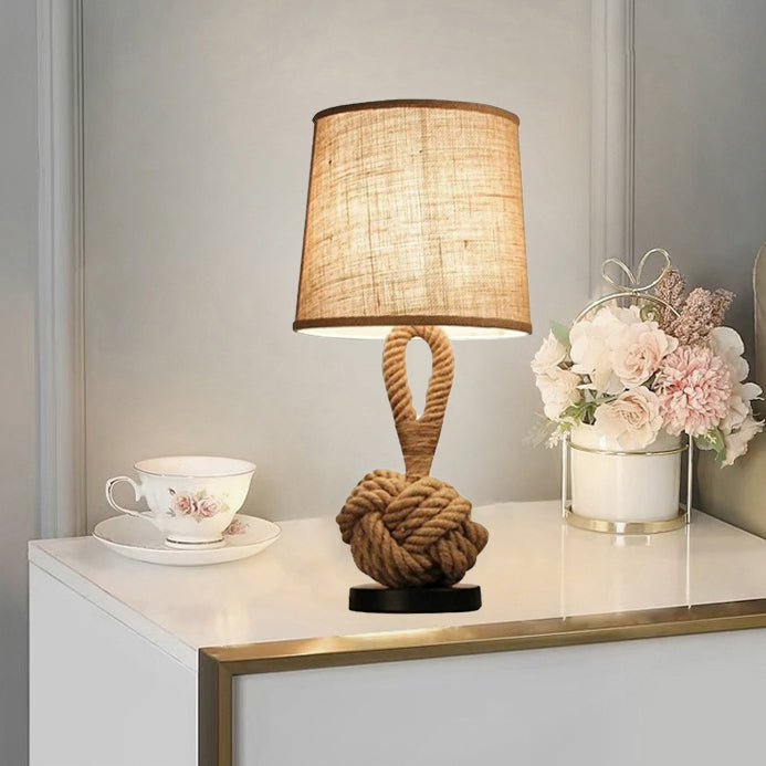 Creative Nautical Twisted Rope Knot Drum Shape Table Lamp