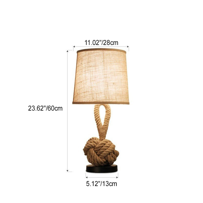 Creative Nautical Twisted Rope Knot Drum Shape Table Lamp