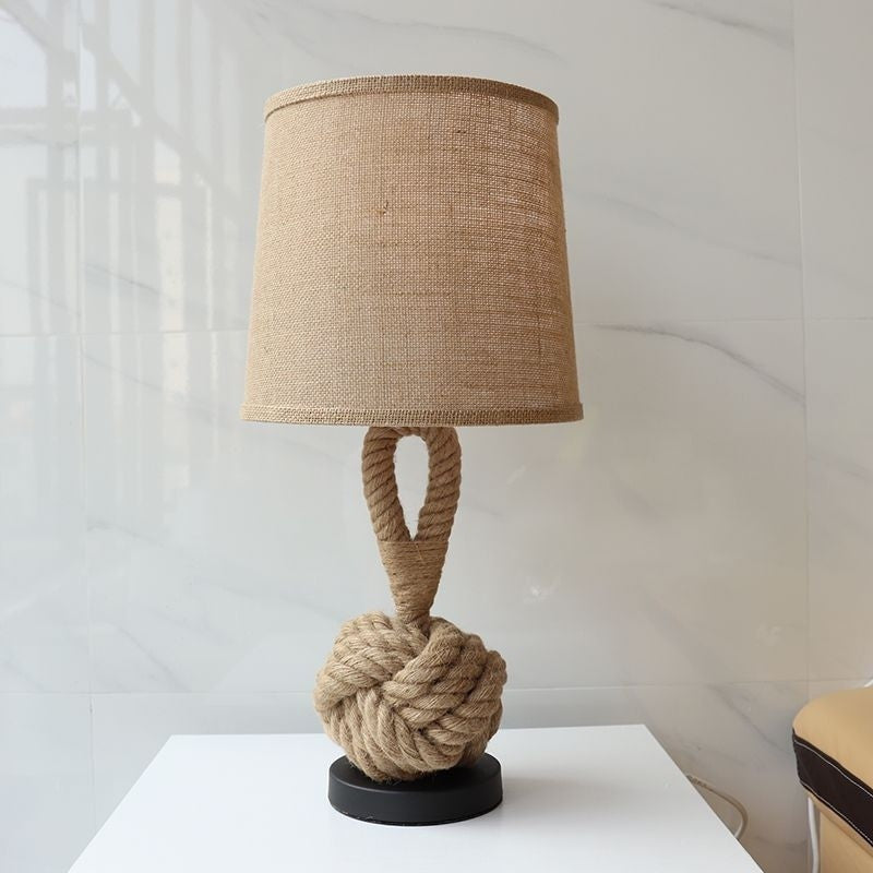 Creative Nautical Twisted Rope Knot Drum Shape Table Lamp